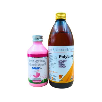 Polybion LC Mango Flavour Syrup Of 400ml Bottle And Omee MPS Antacid Liquid 170ml (Combo)