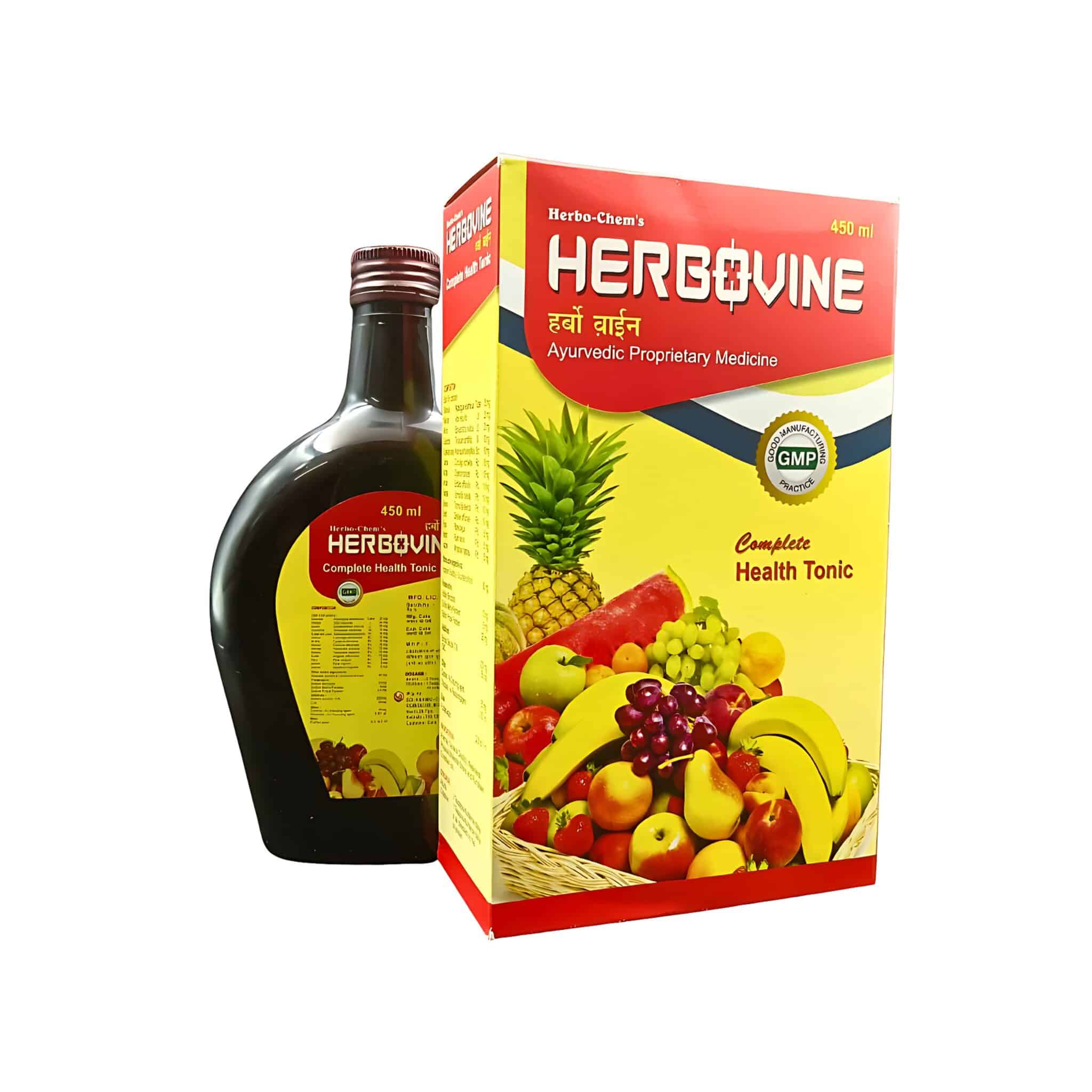 order now Ayurvedic Herbovine Complete Health Tonic for general weakness Ayurvedic Herbovine Complete Health Tonic 450ml (Pack of 2)