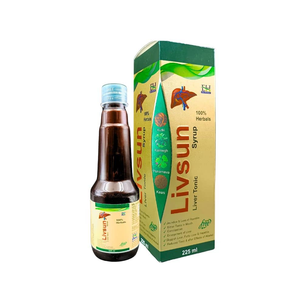 Ayurvedic Livsun Liver Tonic 225 ml (Pack Of 3) Ayurvedic Livsun Liver Tonic for jaundice, loss of appetite, constipation, fatty liver, hepatitis