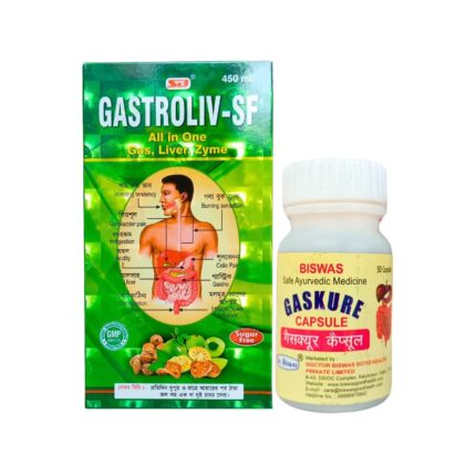 Buy Gastroliv-sf syrup & gaskure capsule for vomiting tendency, gallbladder pain, burning sensation, colic pain, hyper-acidity, epigastric pain, flatulence