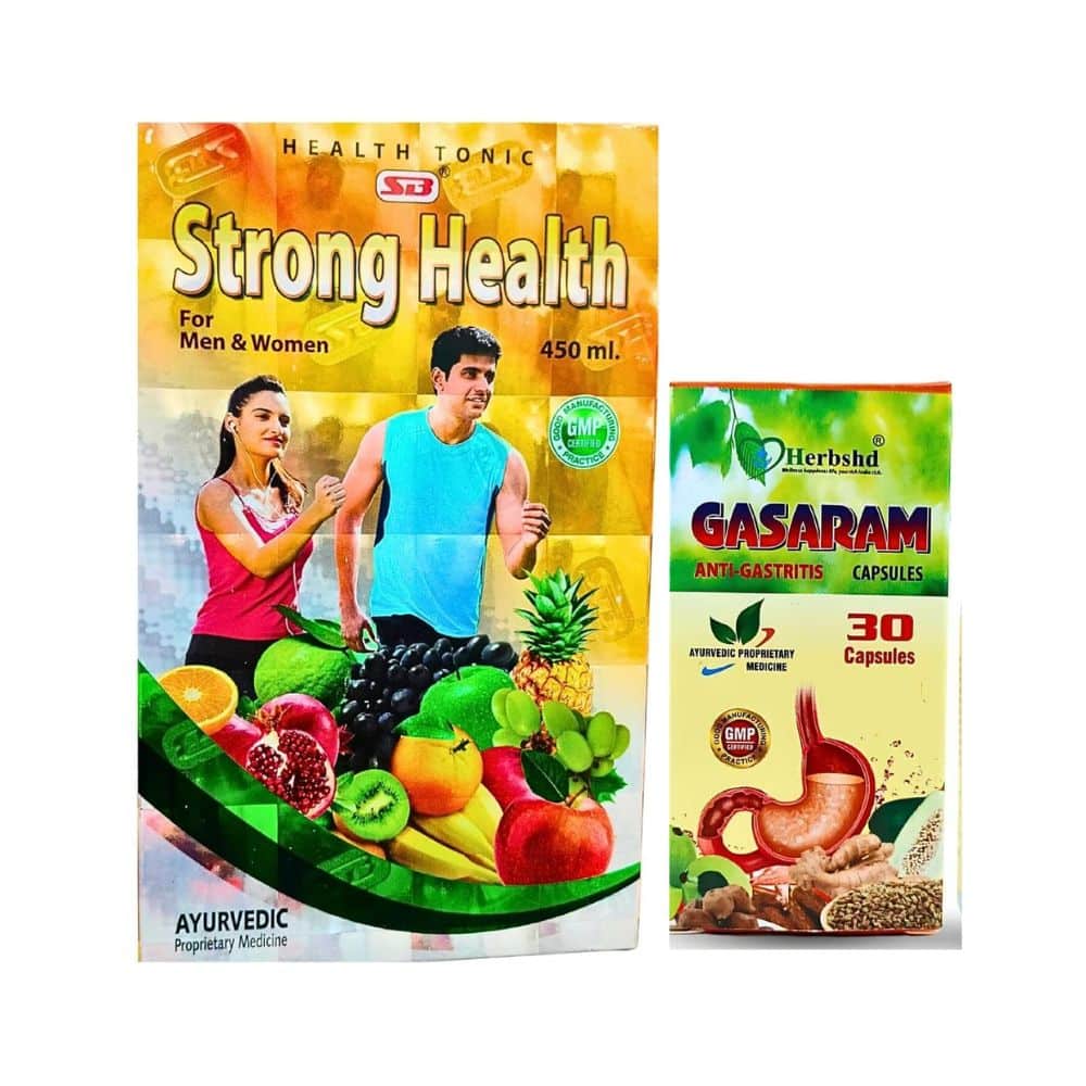 strong health & gasaram Ayurvedic Strong Health 450ml Tonic & Gasaram 30 Capsule