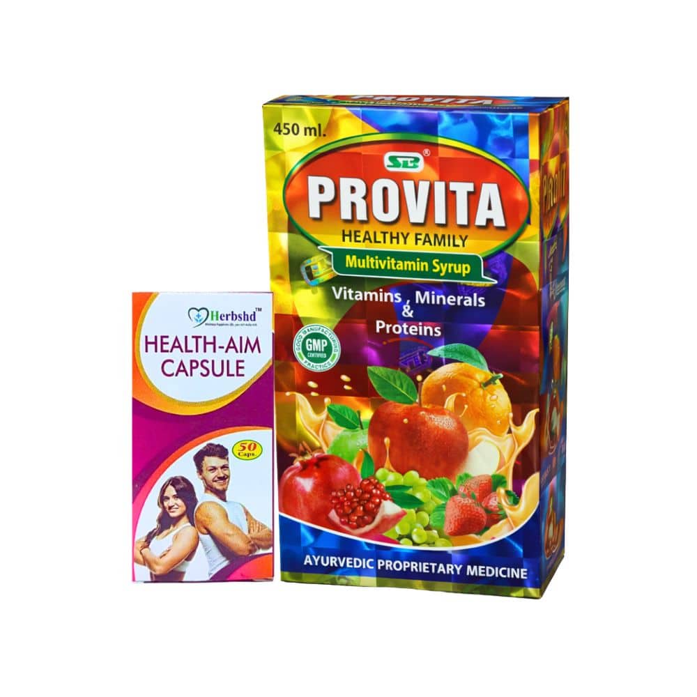 provita tonic & health aim Ayurvedic Provita Syrup 450ml & Health Aim 50 capsule